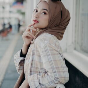 Portrait of a woman in a solid tone georgette hijab - Georgette Hijab