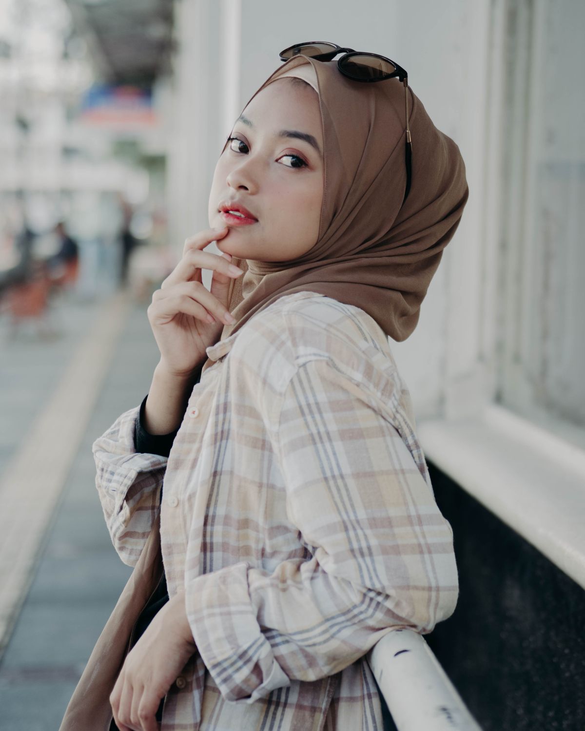 Portrait of a woman in a solid tone georgette hijab - Georgette Hijab